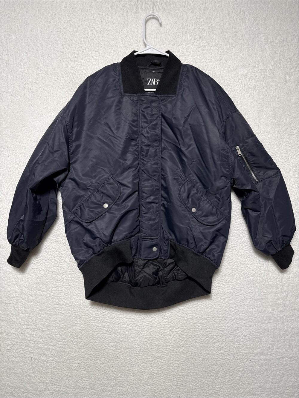 Zara MA-1 Bomber Jacket Dark Blue Women’s Size Small (Oversized) - New W/O Tag
